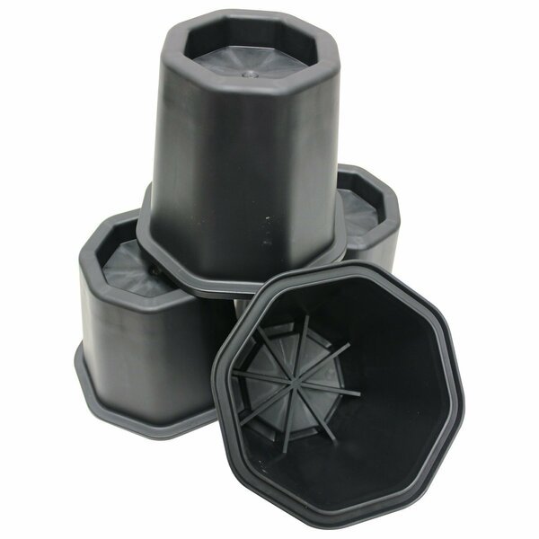 Home & Dorm Essentials 6in Bed Risers, Black, 4PK, Emsco Group, Mfr#: 93401-1